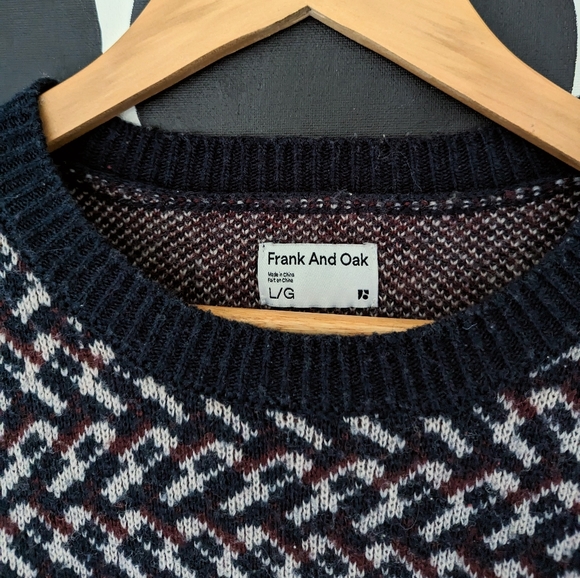 Frank & Oak Wool Navy Crewneck Sweater Men's Large - Picture 4 of 6